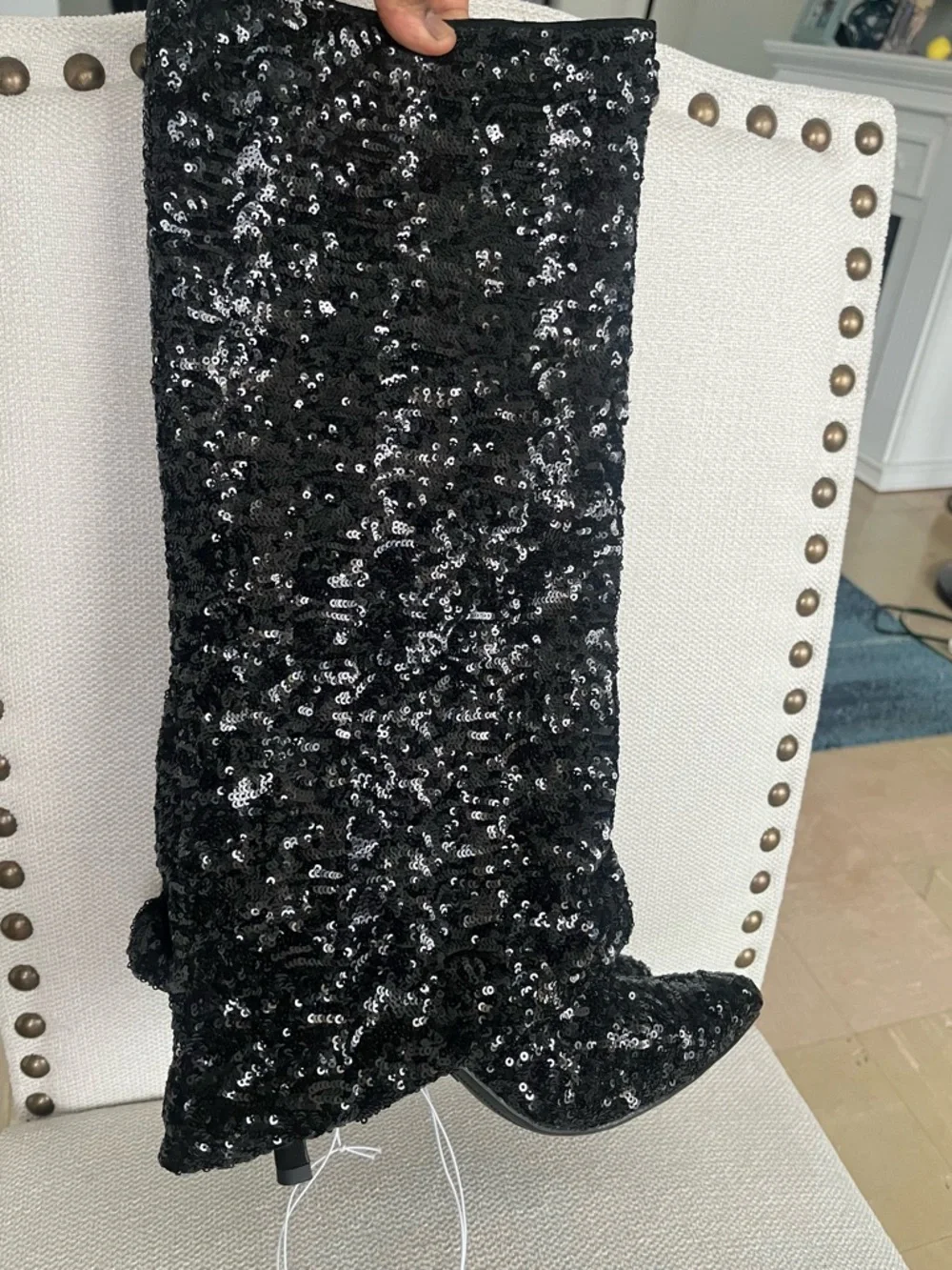 NWT Sequin Foldover Boots. Black sequin design w/ foldover "gaiter" style. - Picture 5 of 6